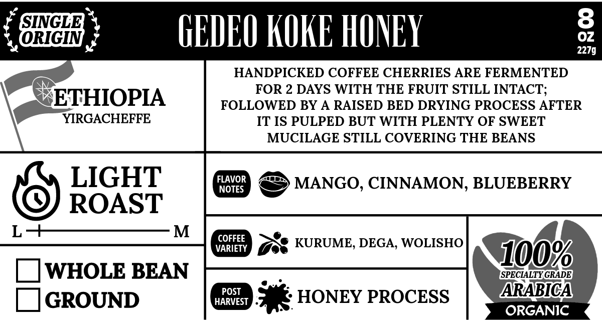 
                  
                    GEDEO KOKE HONEY, ETHIOPIA - Bauer's Brew
                  
                